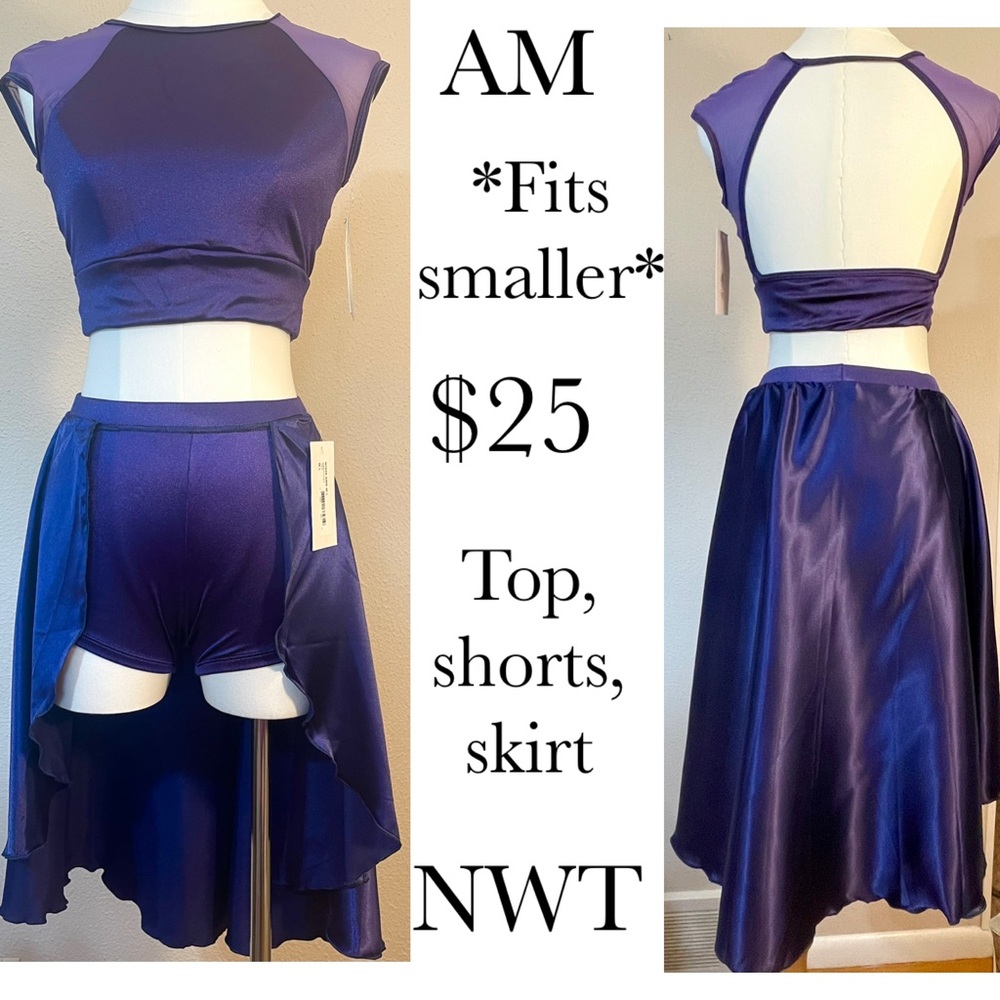 Double Platinum Top, Shorts, Overskirt AM NWT